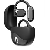 HJX M62 Open Ear Earbuds 55H Long Battery Life Bluetooth 5.3 Wireless Sports Earbuds with LED IPX7 Waterproof Type-C Charging Stereo Clear Call(Black)