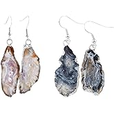 Nupuyai Natural Stone Drop Earrings for Women, Druzy Agate Geode Crystal Quartz Dangle Hook Earrings