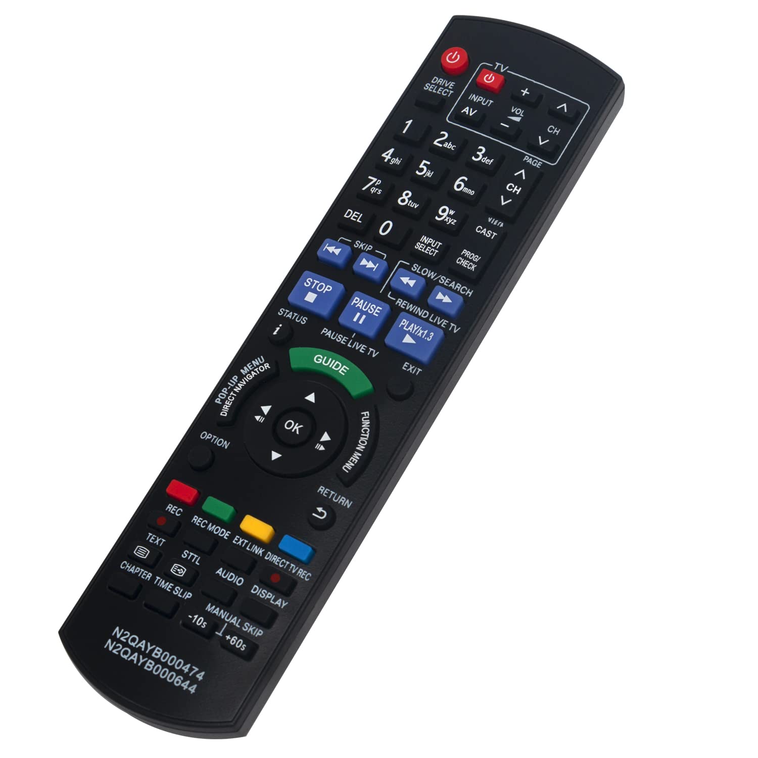 AULCMEET N2QAYB000474 N2QAYB644 Replacement Remote Control Compatible with Panasonic Blu-Ray DVD/CD Player DMR-BS785 DMR-XS400 DMR-EX83EB-K DMR-XS400EGK DMR-BS885 DMR-BW780 DMR-XS400EG DMR-EX773EBK