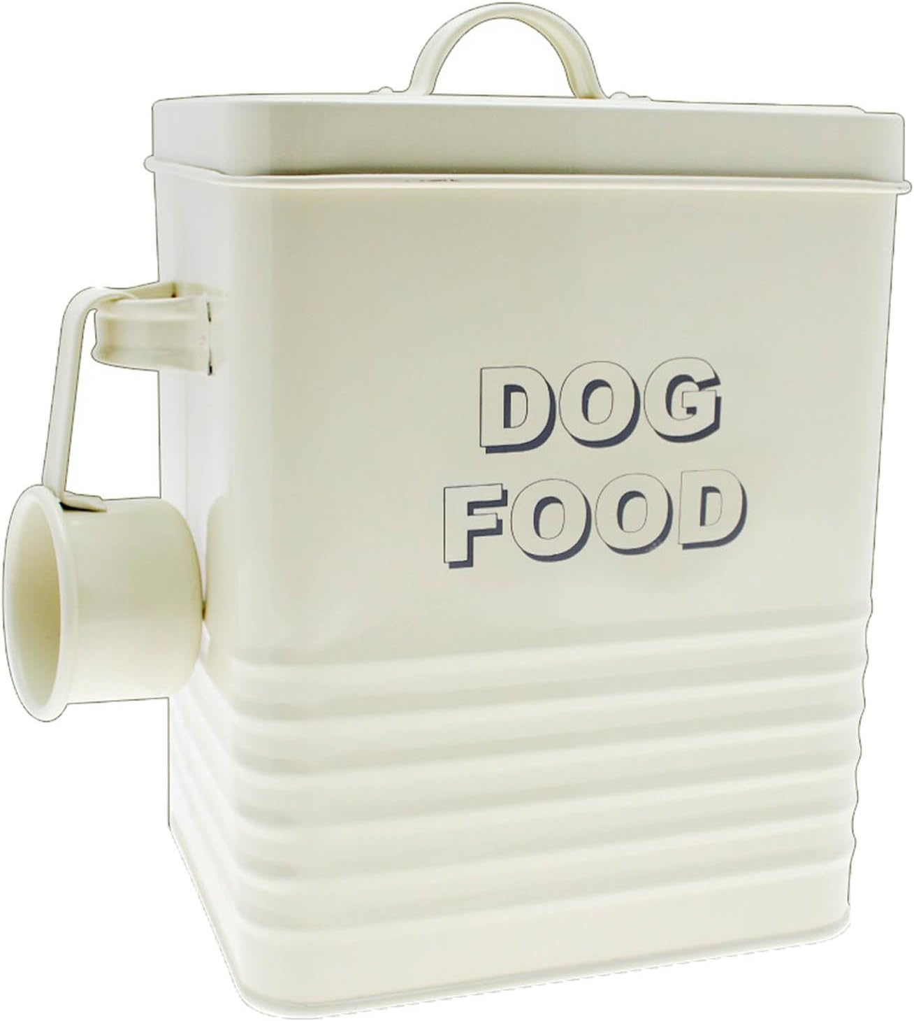 Lesser & Pavey Sweet Home Cream Dog Food Storage Tin with Scoop, Steel Small - Image 3