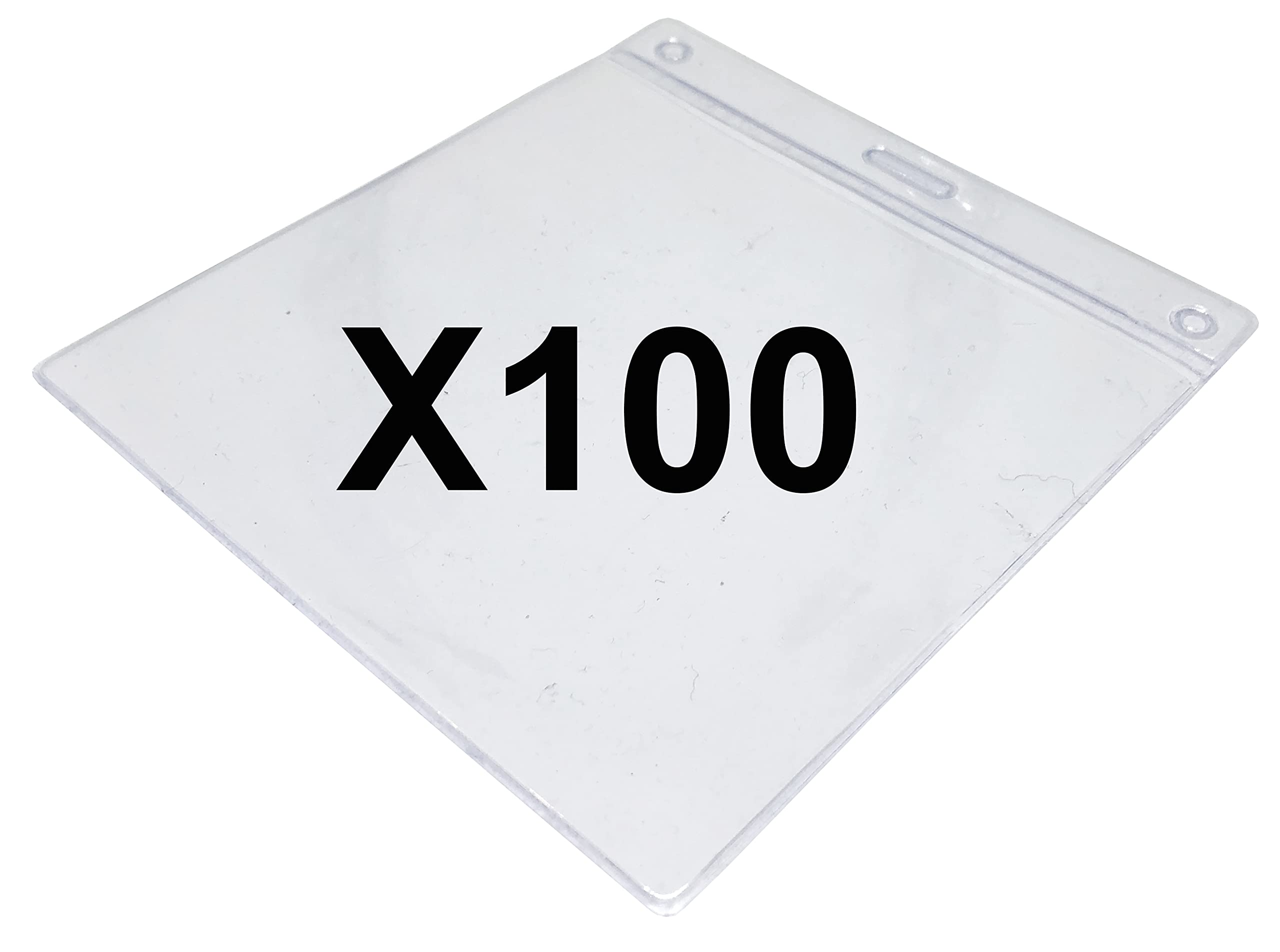 PCL Media ltd Clear Flexible Plastic ID Card Holder Pocket Wallet Extra Large Insert Size (105 x 110mm) Pack of 100 Plastic Lanyard Card Holder Clear