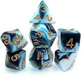 CREEBUY Teal White D&D Dice Set 7-Piece Polyhedral DND D20 D12 D% D10 D8 D6 D4 view 4