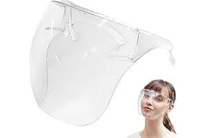 Face Shield Mask, Face Shield with Glasses, Anti-Fog Clear Full Mask, Reusable Protective Plastic for Women Men Kids