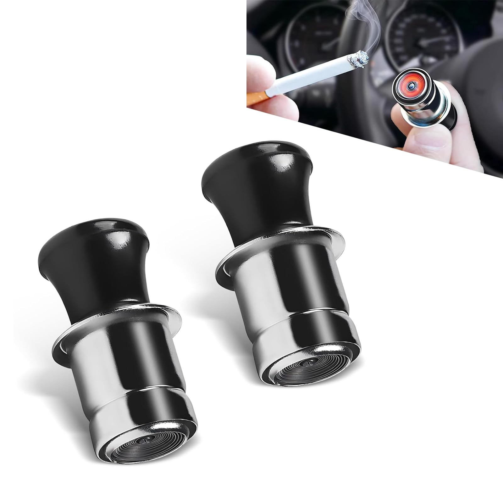 Photo 1 of ijuicy 2 PCS Car Cigarette Lighters, 12V Pop-Out, Stainless Steel, Modern, Silver