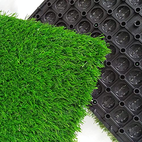 jxgzyy 18 PCS Artificial Grass Turf Tiles Interlocking Faux Grass Self