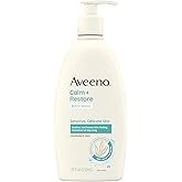 Aveeno Calm + Restore Daily Body Wash for Sensitive, Delicate Skin, Gentle Cleanser with Oat, Aloe & Pro-Vitamin B5 Soothes & Leaves Skin Feeling Nourished, Fragrance Free, 18 fl. oz