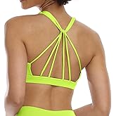 icyzone Women's Padded Strappy Workout Running Sports Bras Medium Impact