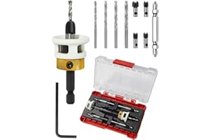 Gubeter Carbide Tipped Countersink Drill Bits Set with Low Friction Depth Stop, 1/4" Quick Change Hex Shank Countersink Drill with Replaceable HSS Pilot Drill Bit for Wood, Plastic, Woodworking