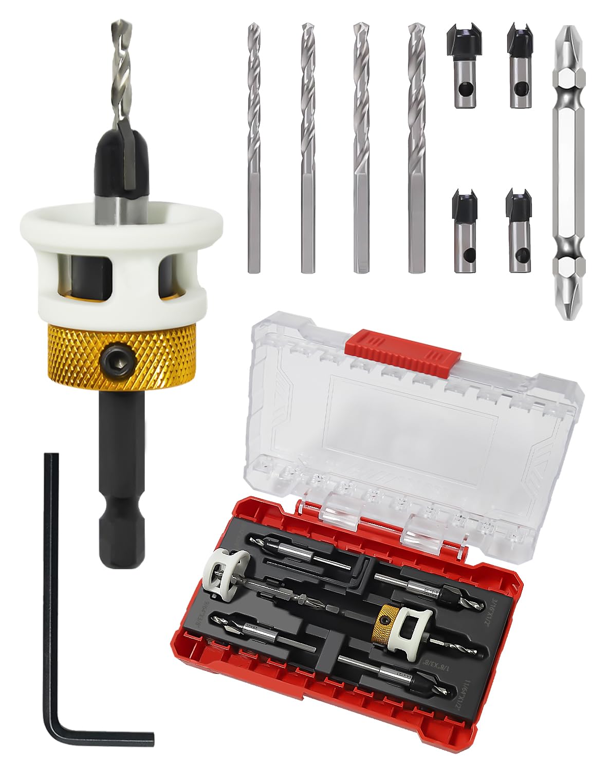 Gubeter Carbide Tipped Countersink Drill Bits Set