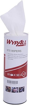 Kimberly-Clark Wypall Kitchen Towel, High Absorbent and Reusable Cloth, X70, Pack of 50 sheets, 60020, White