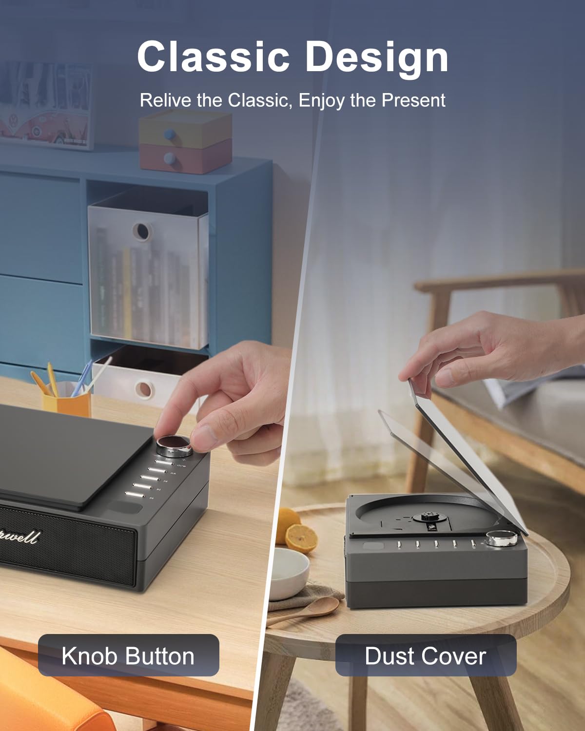 CD Player Portable, Leapwell Portable CD Player with Speakers Bluetooth Rechargeable, Small Compact Retro CD Players for Home, Personal Desktop CD Player with USB FM Black