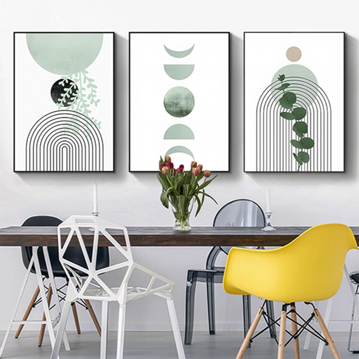 PYNVDD Set of 3 Bohemian Aesthetic Plant Posters - Modern Abstract Art Wall Pictures, Boho Decorative, Without Frame (40 x 60 cm x 3 Pieces)