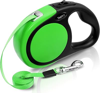 Taglory Retractable Dog Lead 5 m Green Anti-Tangle 20 kg Small Medium