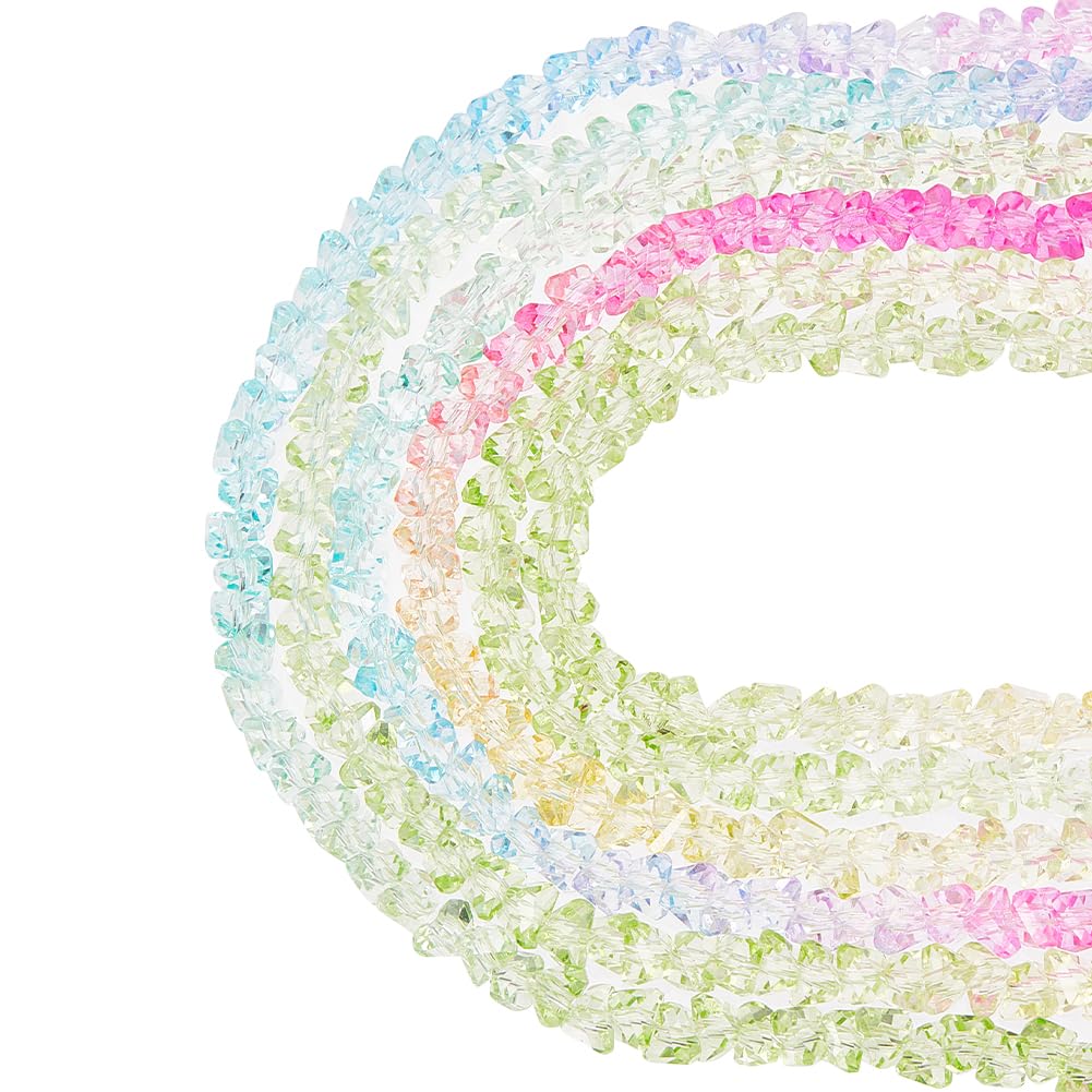 SUNNYCLUE 1 Box About 1072~1096pcs Triangle Glass Beads Faceted Glass Bead Set Multi-Color Perforated Transparent Crystal Spacer Beads for jewellery Making Beads DIY Necklace Bracelet Beginners Women