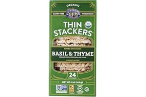 Lundberg Organic Thin Stackers, Basil & Thyme, 6 Oz, Gluten-Free, Vegan, Kosher, USDA Certified Organic, Non-GMO Verified, Whole Grain Brown Rice, 6 Oz