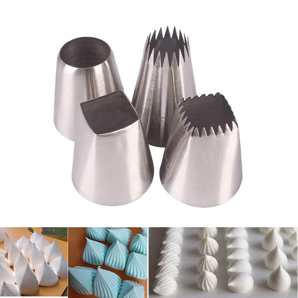 Cake Decorating Tips, Stainless Steel Icing Piping Nozzles for Cake Decorating Pastry Fondant Tools (Mixed 4Pcs)