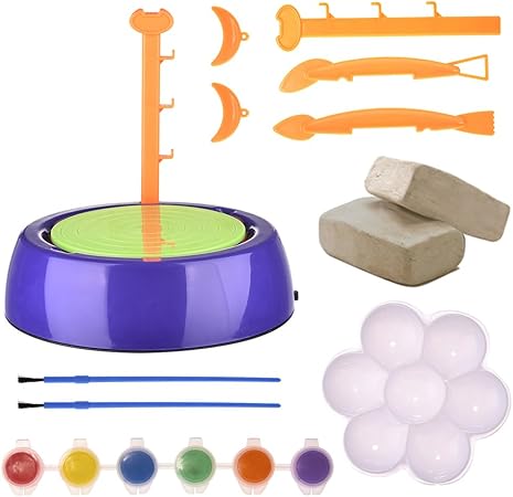 Amazon Co Jp Yunt 子供 おもちゃ 電動ろくろ陶芸セット 家庭用 本陶芸 手軽に陶器が作れる 工作 Diy 趣味 イベント 入学 宿題 自由研究 科学教育 プレゼント 手作り 自宅で簡単に陶芸が体験できる 1 6色顔料 彫刻ツール付き 文房具 オフィス用品