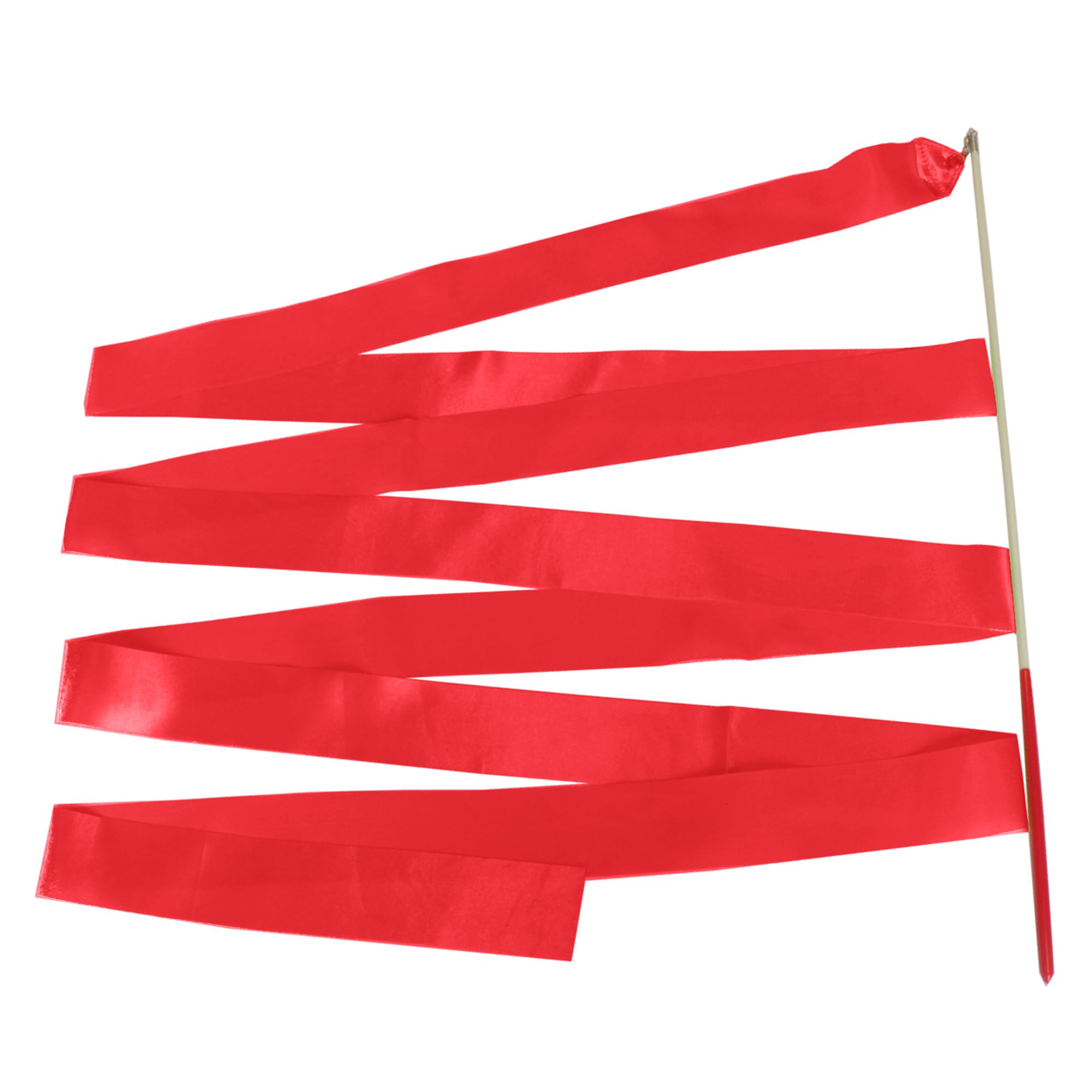 Gymnastic Red Ribbon for Children Kids Dancing Streamers Dancer Wand Rhythmic Baton Twirling Wands on Sticks for Kids Artistic Dancing Training Party Favors with Ribbon Dancer Wand, 4 Metres, 1pc