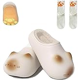 RADRUNE Cat Paw Print Shoe, Cute Fluffy Plush Animal Ultra-Thick Slipper With Paw Print, Non-Slip Winter Comfort Slippers