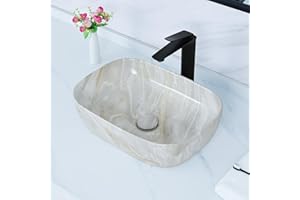 Davivy 18.5'' X 13'' Marbling Rectangle Vessel Sink with Pop Up Drain,Bathroom Vessel Sinks,Rectangle Bathroom Sinks Above Counter,Counter top Sink,Ceramic Vessel Sinks for bathrooms