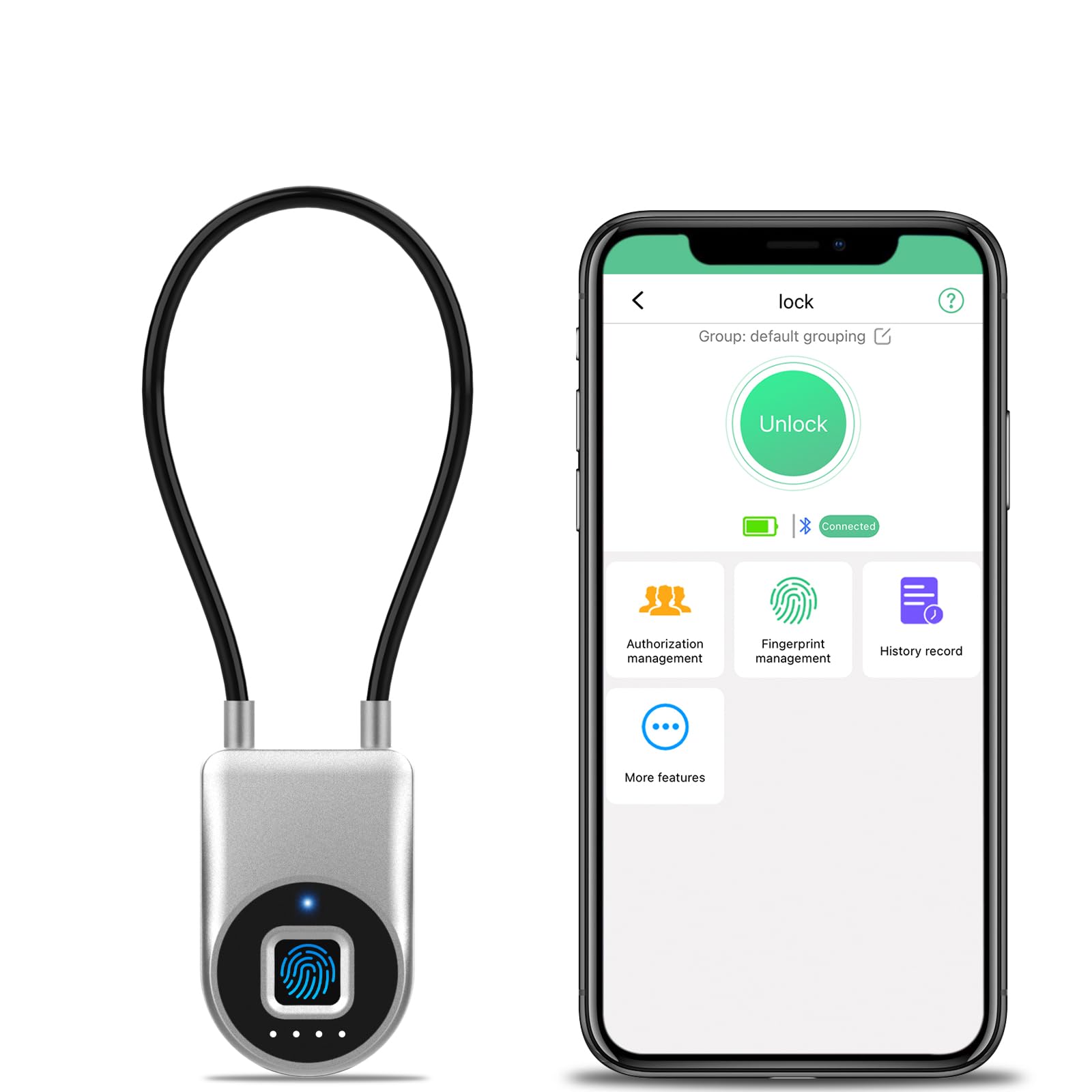 Photo 1 of Gate Lock with Fingerprint, Dhiedas Fingerprint Cable Lock with 3.6'' Long Cable, Smart Keyless Biometric Waterproof Outdoor Bluetooth Cord Padlock for Outdoor Fence Gym Locker Helmet Case Silver