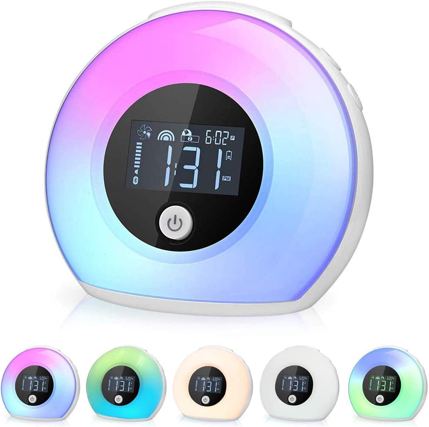 Wake Up Musical Light Alarm Clock, Night Light for Kids, Digital Clock with Led Lights for Bedrooms, Led Alarm Clock with Bluetooth Speaker, Adjustable Light Clock