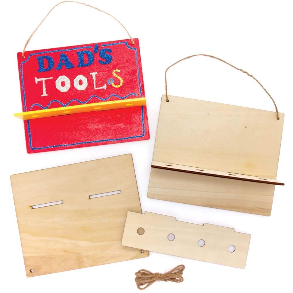 Baker Ross FE552 Wooden Tool Storage Kits - Pack of 3, Wooden Toolbox for Kids to Decorate and Personalise