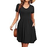 YVH Women's 2026 Summer Short Sleeve Dresses Casual Loose Fit Swing T Shirt Dress V Neck Sundress with Pockets