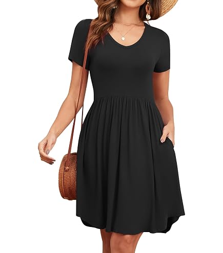 fit and flare t shirt dress GRECERELLE Women's Summer Casual T-Shirt with Pockets this midi T Riforla Womens Sleeveless T Shirt