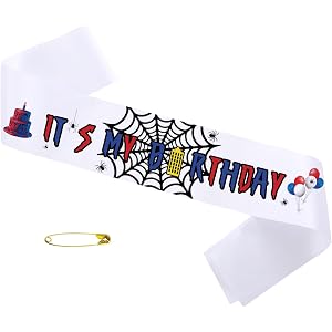 Spider Birthday Decorations for Kids , Happy Birthday Sash for Kids , Spider Birthday Decorations for Boys , Birthday Boy Dec