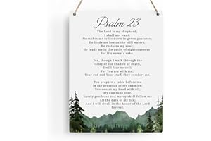 BELLOWDEER Inspirational Decor Psalm 23 Christian Gifts Bible Verse Wall Art Scripture Wooden Hanging Sign for Modern Home Office Bathroom Bedroom Wall Art Decoration 8x10 Inches