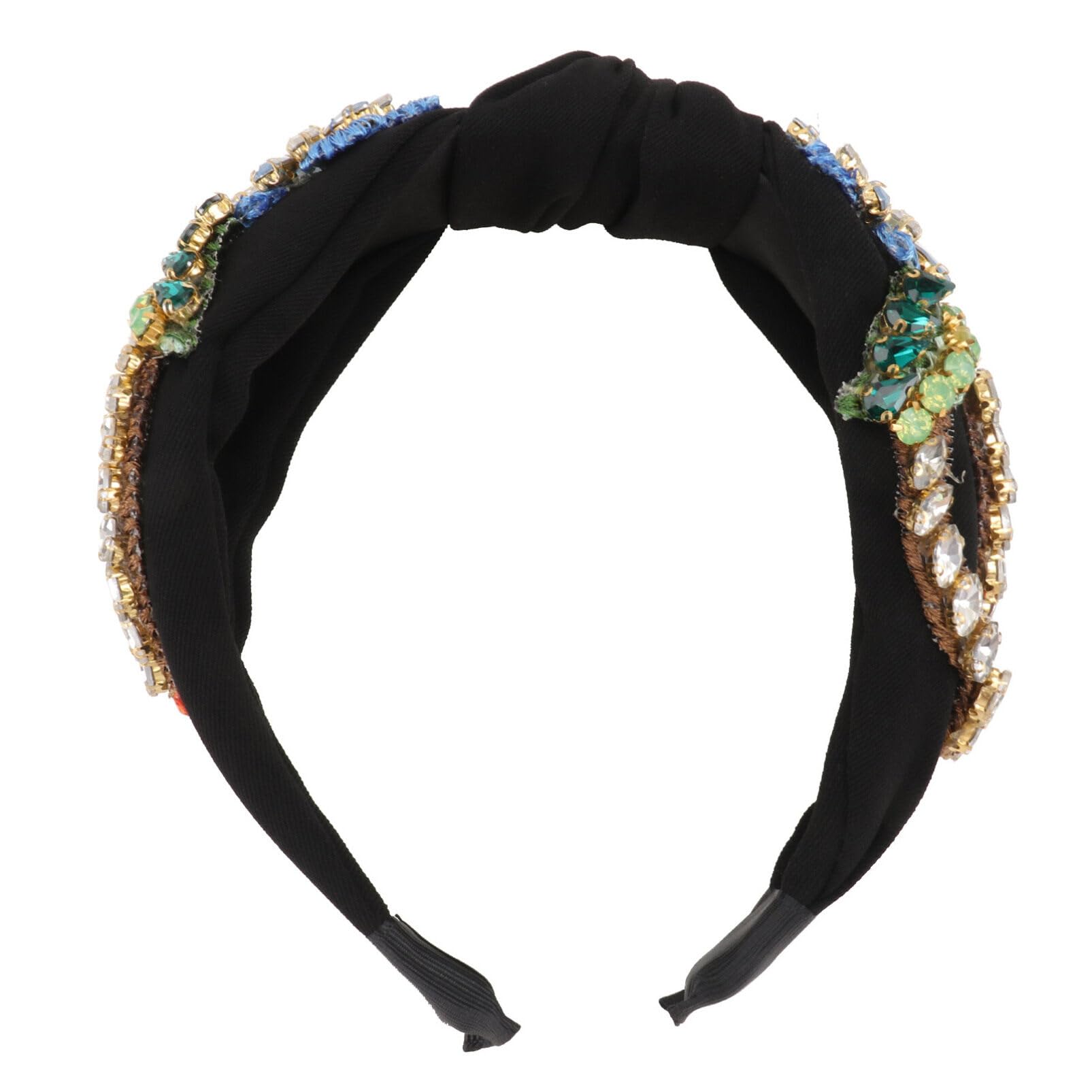 Lurrose Retro Style Girl Hair Rhinestone Embroidery Headband Decorative Hairband for Wedding Party Banquet Hair Accessories