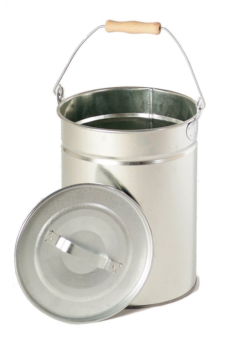 Firefix 2088 Multi-Purpose Bucket Capacity Approx. 14 litres with Lid and Wooden Handle, Galvanised Sheet Steel 250 x 300 mm (Diameter x H)