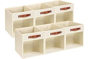 HNZIGE 11 x 11 Storage Cubes Bins for Storage Organizer,Shelf Fabric Storage Bin for Cube Organizer, Canvas Cloth Bin,Cubby Decorative Cube Organizer Bin for Cube Storage Blanket Home(Cream 6 PCS)