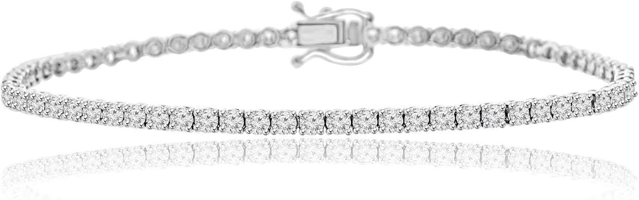 Madina Jewelry 3.25 ct Ladies Round Cut Diamond Tennis Bracelet in 14 kt White Gold