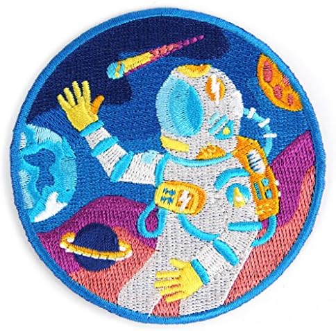Embroidered Sew or Iron-on Backing Patches - Space Explorer Time Traveler Camp Galaxy Treehouse Road Trip Planet Bear Bike Camera (Outer Space)