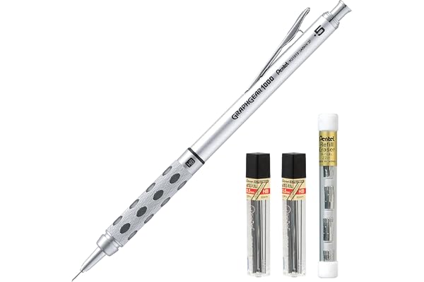 Pentel GraphGear 1000 Mechanical Drafting Pencil, 0.5mm, Leads + Erasers