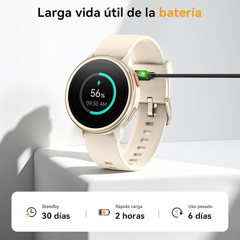 Relógio inteligente feminino, smartwatch redondo de 1,27" para iPhone/Samsung/Android, 2 alças e 120+ modos desportivos, monitor de sono com funções de saúde e fitness 3ATM à prova de água, cáqui