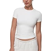 INLYRIC Women's Inbarely Ultra Short Sleeve Tops Crew Neck Double Lined Going Out Slim Fit T Shirts Summer Basic Tees