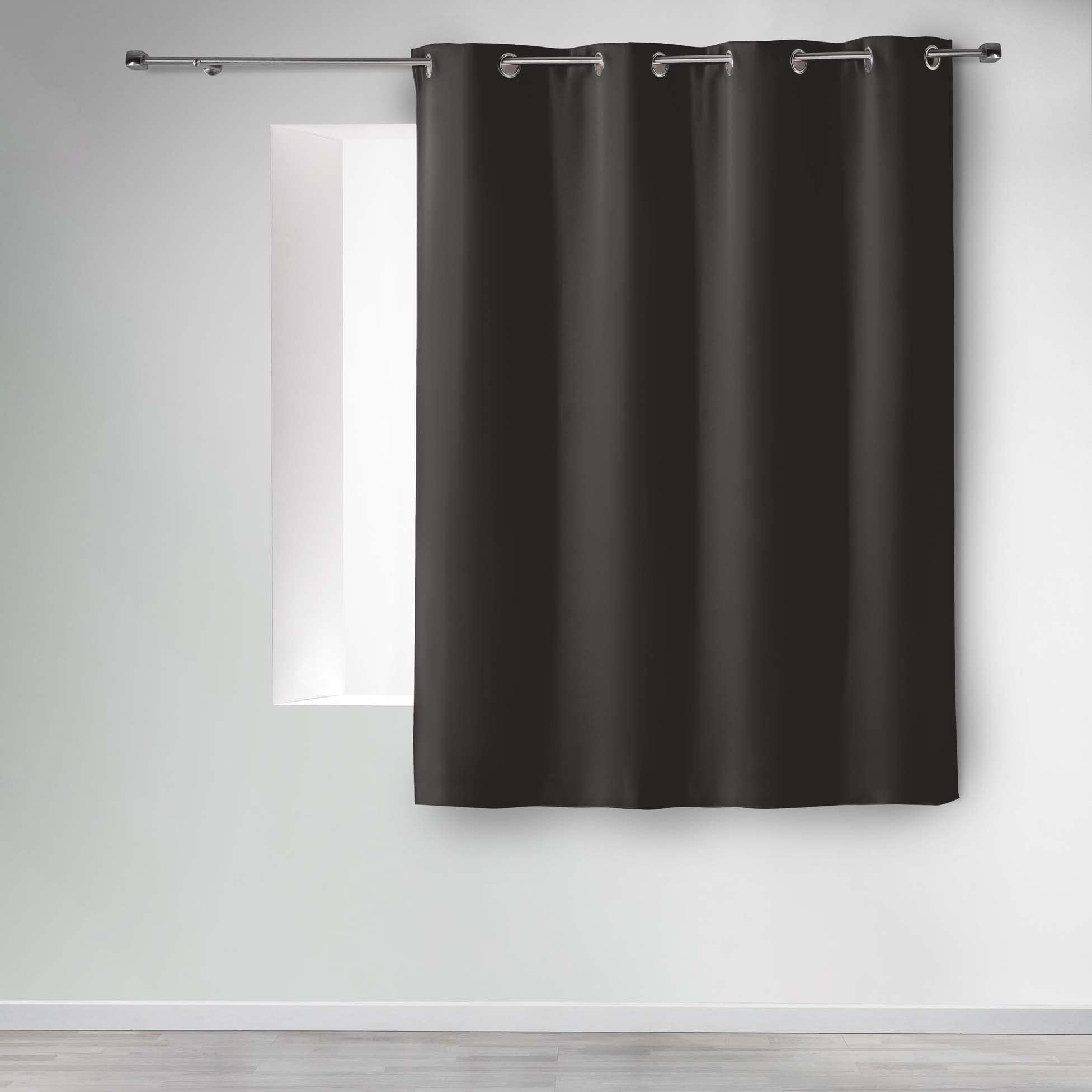 Douceur d'Intérieur Polyester - Curtains with Eyelets (140 x 180 cm), Ceramic, charcoal, 140x1x180 cm