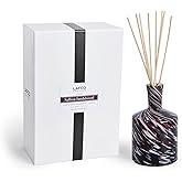 LAFCO New York Signature Fall Reed Diffuser, Saffron Sandalwood - 15 oz - Up to 9 Months Fragrance Life - Reusable, Hand Blown Glass Vessel - Natural Wood Reeds - Made in The USA