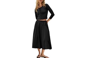 Panadila Womens 2 Piece Lounge Sets Matching Vacation Outfits Ribbed Button Down Cardigan and Elastic Waist Skirt Sets