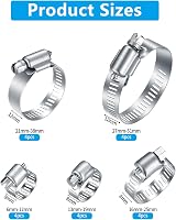 WELHAEPI 20 Pcs Hose Clips Adjustable 6-51mm 304 Stainless Steel Jubilee Clips view 2