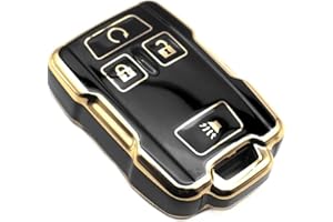 FEYOUN Key Fob Cover Compatible with Chevy Chevrolet Colorado Silverado Suburban Tahoe GMC Canyon Sierra 1500 2500 3500 HD TPU Remote Keyless Key Fob Case Protection Shell Accessories, Black