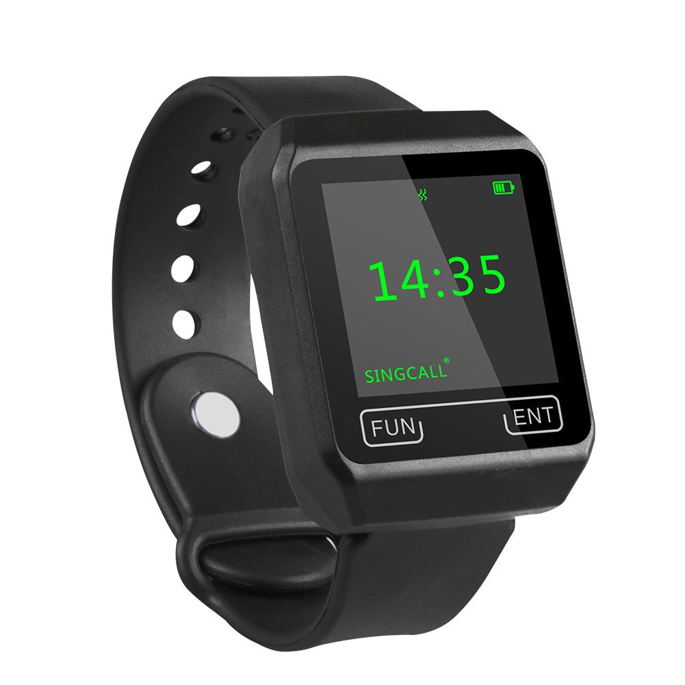 SINGCALL Wireless Calling System,Big Screen,Easy to Use,Rechargeable Battery Watch Receiver APE6800