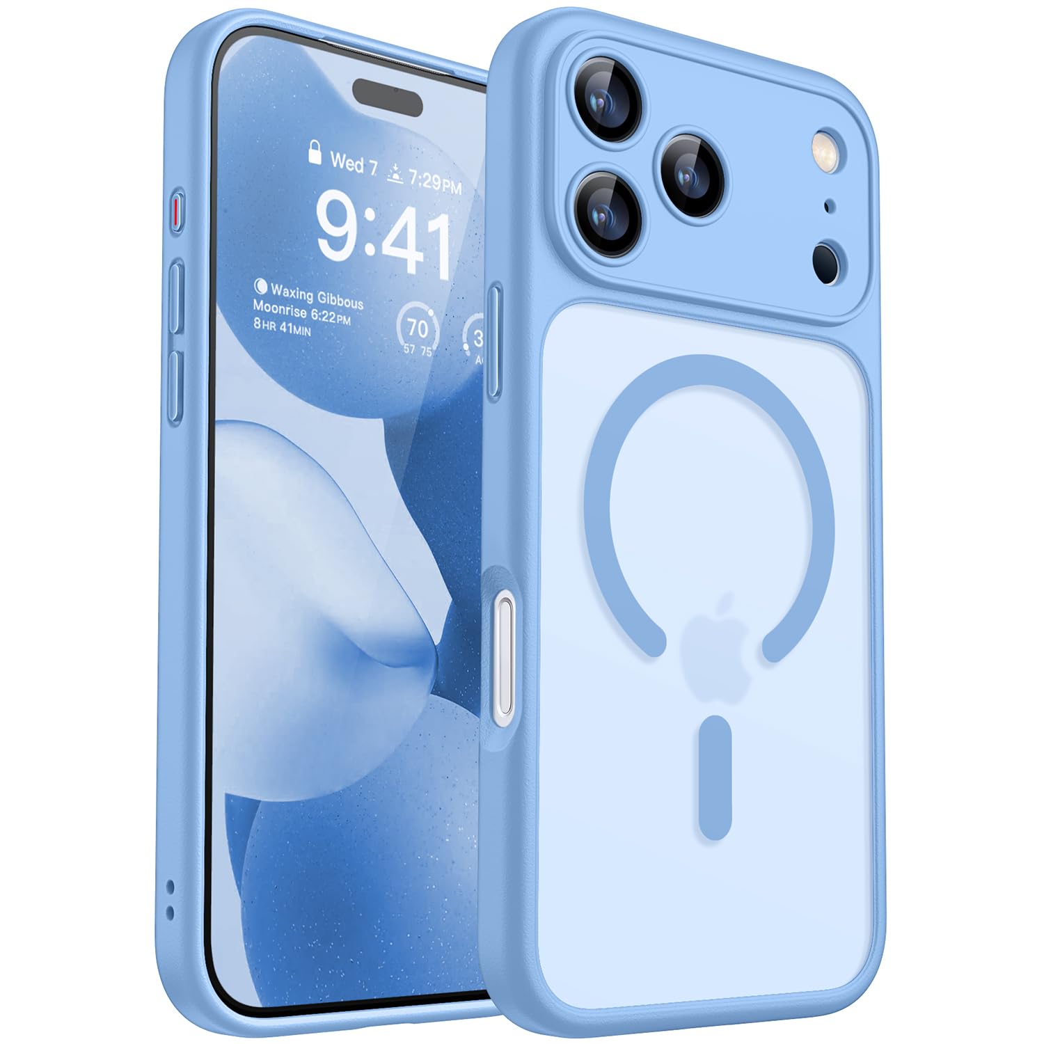 Photo 1 of CANSHN Magnetic Compatible with iPhone 17 Pro Case, Upgraded [Full Camera Protection] [Compatible with Magsafe] [Translucent Matte] Shockproof Protective Phone Cover 6.3 Inch - Light Blue