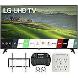LG 49UM6900 49-inch HDR 4K UHD Smart IPS LED TV (2019) Bundle with Deco Mount Flat Wall Mount Kit, Deco Gear Wireless Backlit