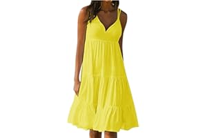Gamivast Summer Sleeveless Dresses for Women 2024 Pleated Tank Midi Dress Casual Loose Fit Dress Plus Size Beach Sundress