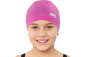 Aegend Fabric Swim Cap, Silicone Waterproof Layer - Breathable Cloth Swimming Cap, Keep Hair Dry with Hight Elasticity for Youth(8-16) Adult, 2 Sizes to Choose