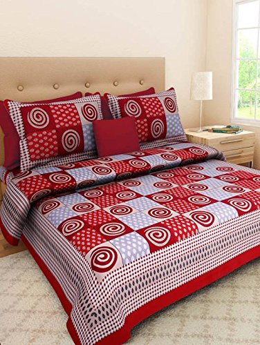 Jaipur to Home 100% Cotton Rajasthani Tradition King Size Double Bedsheet with 2 Pillow Cover - Multi, 25